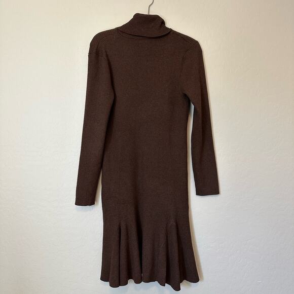 Julia Jordan Fit and Flare Long Sleeve Rib Knit Sweater Dress Brown Sz XL Midi - Picture 6 of 13